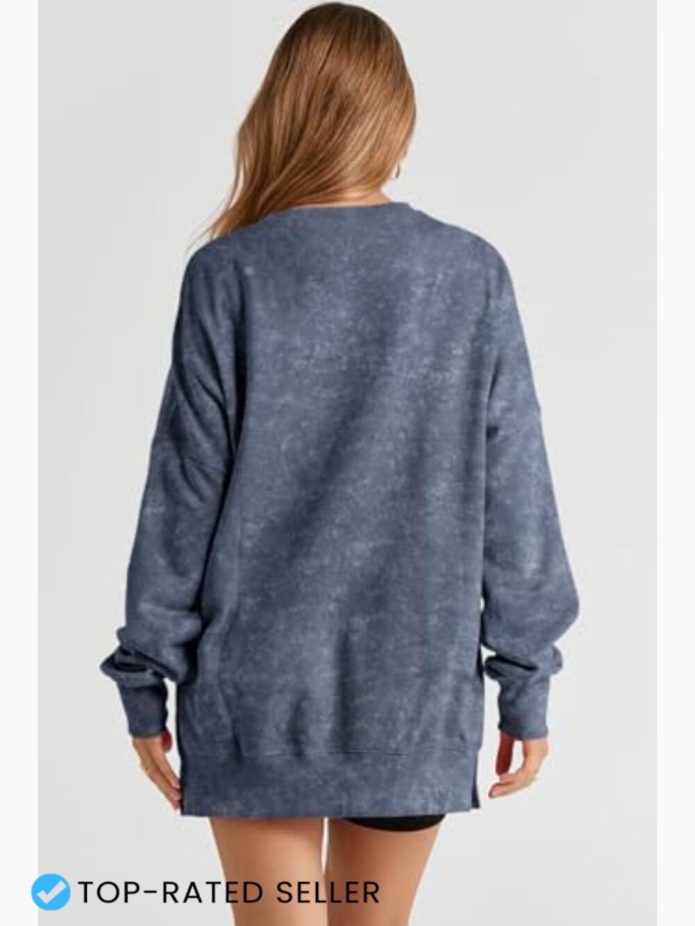 Womens Sweatshirt Casual Long Sleeve Crewneck Lightweight Pullover Oversized - Picture 5 of 7